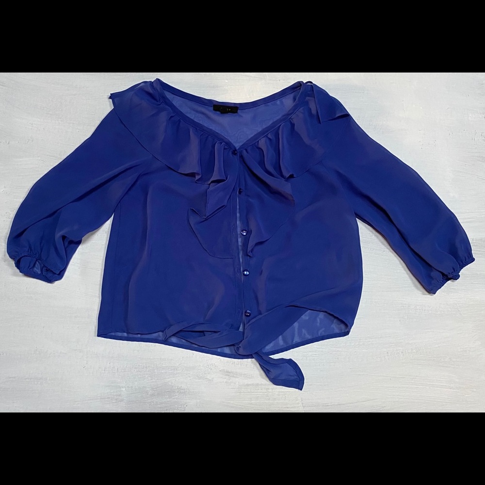 Blue button up blouse